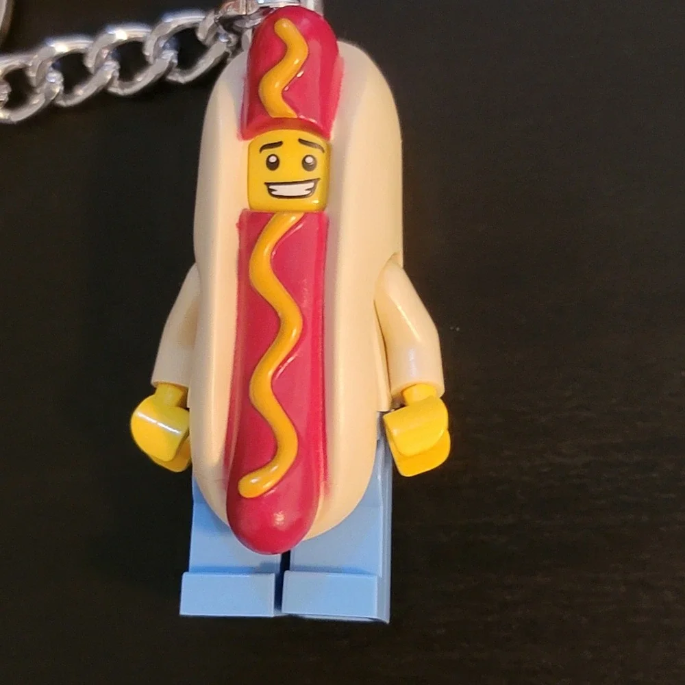 LEGO Hot Dog Man Keychain Unisex OS Red Yellow New 853571 Minifigure Accessory